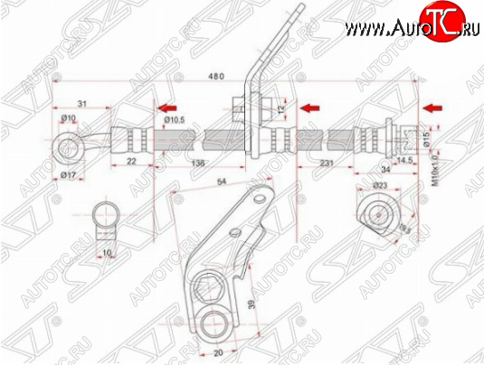 1 049 р. Левый передний тормозной шланг SAT (Таиланд) Honda Accord CL седан дорестайлинг (2002-2005)  с доставкой в г. Владивосток