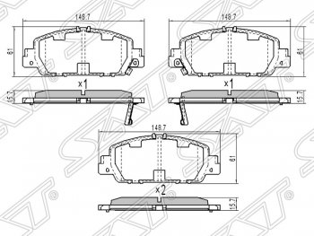 1 879 р. Колодки тормозные SAT (передние)  Honda Accord ( CU,  CW) (2008-2013) седан дорестайлинг, универсал дорестайлинг, седан рестайлинг, универсал рестайлинг  с доставкой в г. Владивосток. Увеличить фотографию 1