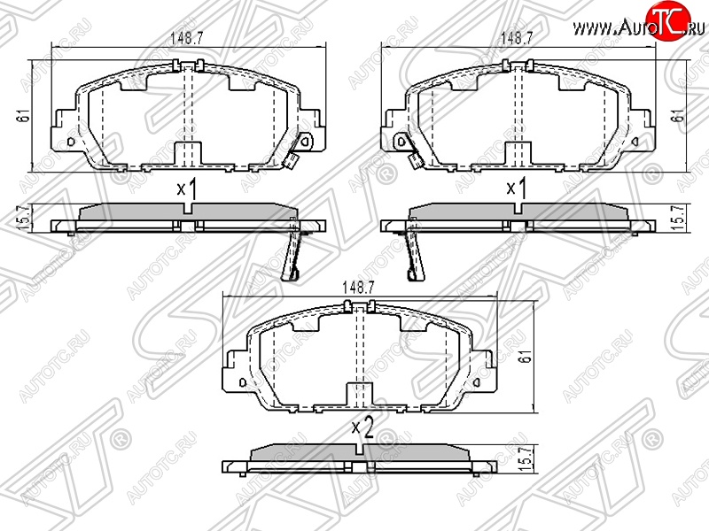 1 879 р. Колодки тормозные SAT (передние)  Honda Accord ( CU,  CW) (2008-2013) седан дорестайлинг, универсал дорестайлинг, седан рестайлинг, универсал рестайлинг  с доставкой в г. Владивосток