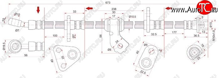 1 689 р. Тормозной шланг передний SAT (левый)  Honda Civic  EG - Integra  DB6,DB7,DB8,DB9  с доставкой в г. Владивосток