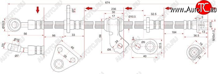 1 689 р. Тормозной шланг передний SAT (правый)  Honda Civic  EG - Integra  DB6,DB7,DB8,DB9  с доставкой в г. Владивосток