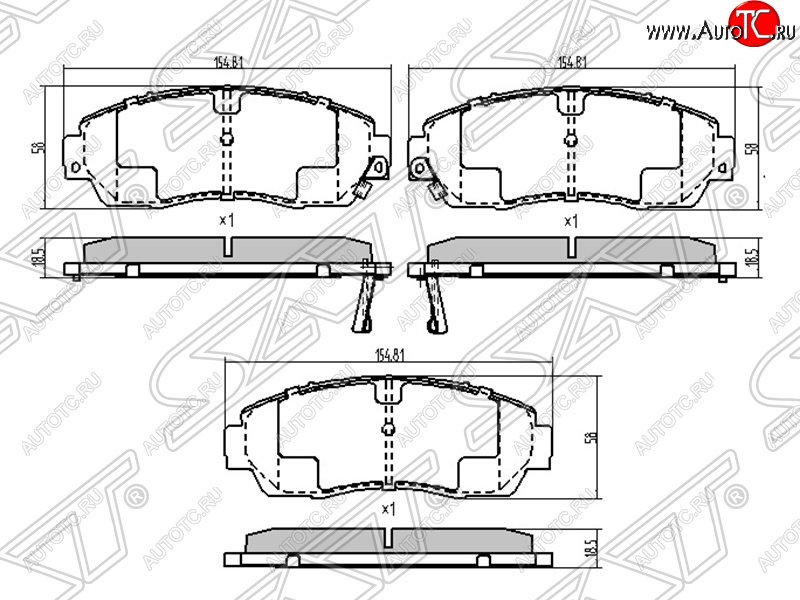 1 499 р. Колодки тормозные передние SAT Honda CR-V RE1,RE2,RE3,RE4,RE5,RE7 рестайлинг (2009-2012)  с доставкой в г. Владивосток