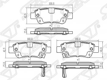 Колодки тормозные задние SAT Honda (Хонда) CR-V (СР-В)  RE1,RE2,RE3,RE4,RE5,RE7 (2007-2012) RE1,RE2,RE3,RE4,RE5,RE7 дорестайлинг, рестайлинг