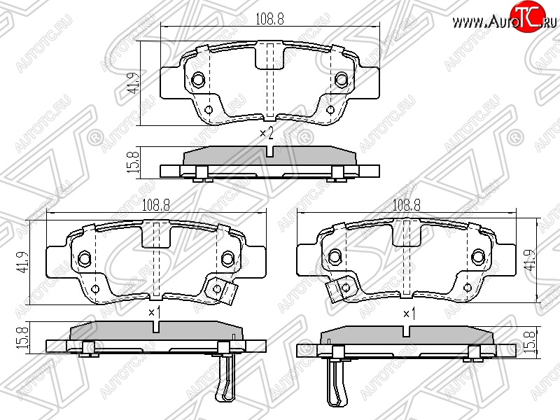 859 р. Колодки тормозные задние SAT  Honda CR-V  RE1,RE2,RE3,RE4,RE5,RE7 (2007-2012) дорестайлинг, рестайлинг  с доставкой в г. Владивосток