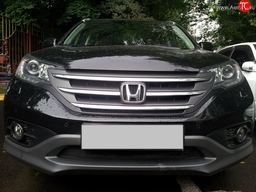 1 469 р. Сетка на бампер (2.0) Russtal (черная)  Honda CR-V  RM1,RM3,RM4 (2012-2015) дорестайлинг  с доставкой в г. Владивосток