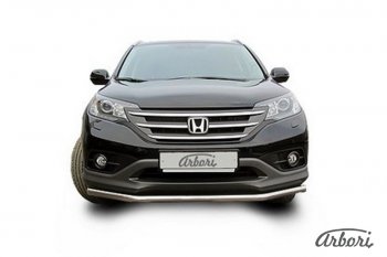 11 699 р. Защита переднего бампера Arbori (нержавейка, 1 труба d57 mm). Honda CR-V RM1,RM3,RM4 дорестайлинг (2012-2015)  с доставкой в г. Владивосток. Увеличить фотографию 2