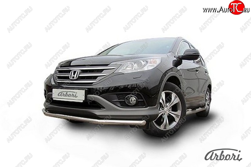 11 699 р. Защита переднего бампера Arbori (нержавейка, 1 труба d57 mm). Honda CR-V RM1,RM3,RM4 дорестайлинг (2012-2015)  с доставкой в г. Владивосток