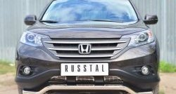 Защита переднего бампера (Ø63 мм волна, нержавейка, 2.4) SLITKOFF Honda CR-V RM1,RM3,RM4 дорестайлинг (2012-2015)