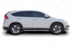 14 849 р. Защита порогов из круглой трубы диаметром 63 мм (рестайлинг) Russtal Honda CR-V RM1,RM3,RM4 дорестайлинг (2012-2015) (Защита порогов с со скосами на торцах (вариант 1))  с доставкой в г. Владивосток. Увеличить фотографию 2