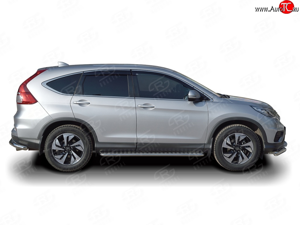 20 749 р. Широкая защита порогов Russtal Honda CR-V RM1,RM3,RM4 дорестайлинг (2012-2015) (Защита порогов с со скосами на торцах (вариант 1))  с доставкой в г. Владивосток