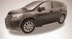 11 299 р. Алюминиевые пороги Slitkoff Luxe Black Honda CR-V RM1,RM3,RM4 дорестайлинг (2012-2015)  с доставкой в г. Владивосток. Увеличить фотографию 2