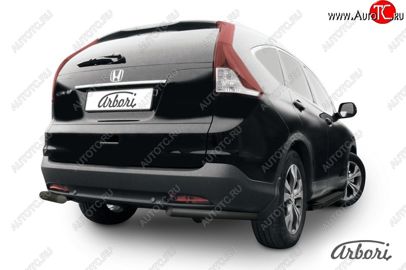 5 399 р. Защита заднего бампера Arbori (уголки, черная, 1 труба d57 mm). Honda CR-V RM1,RM3,RM4 дорестайлинг (2012-2015)  с доставкой в г. Владивосток