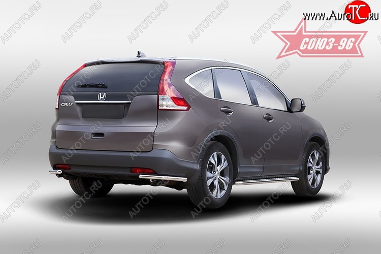 8 189 р. Защита заднего бампера из боковых уголков Souz-96 (d42) Honda CR-V RM1,RM3,RM4 дорестайлинг (2012-2015)  с доставкой в г. Владивосток