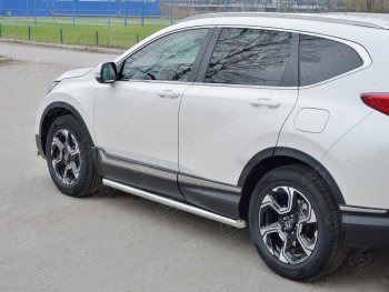 21 999 р. Защита порогов из круглой трубы диаметром 63 мм SLITKOFF v1  Honda CR-V  RW,RT (2016-2020) дорестайлинг  с доставкой в г. Владивосток. Увеличить фотографию 2