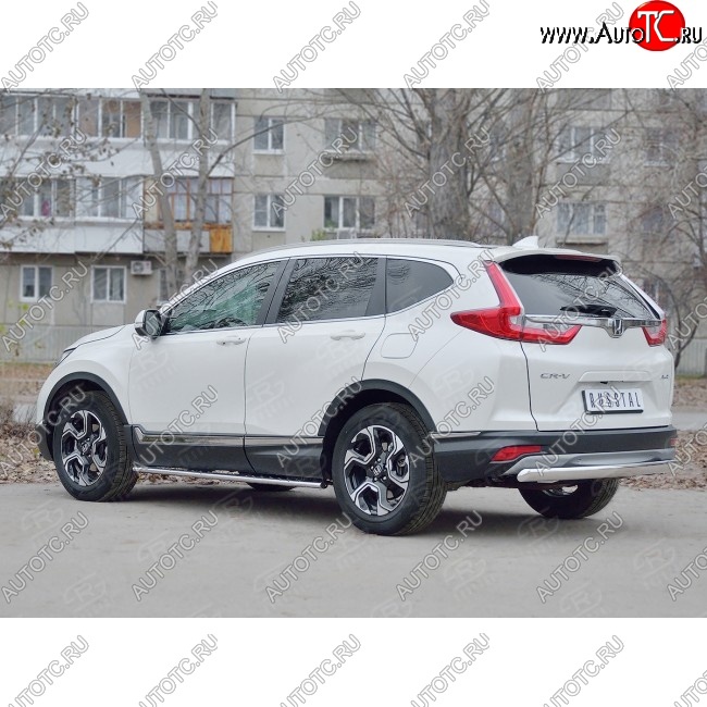 15 649 р. Защита заднего бампера (Ø75x42 мм, нержавейка) Russtal Honda CR-V RW,RT дорестайлинг (2016-2020)  с доставкой в г. Владивосток