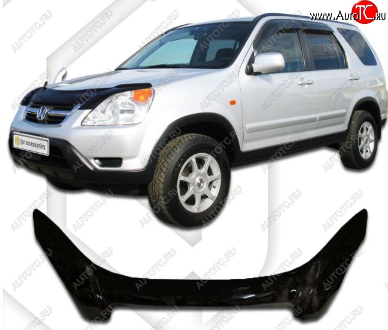 2 599 р. Дефлектор капота CA-Plastiс exclusive  Honda CR-V  RD4,RD5,RD6,RD7,RD9  (2001-2006) дорестайлинг, рестайлинг (Classic черный, Без надписи)  с доставкой в г. Владивосток