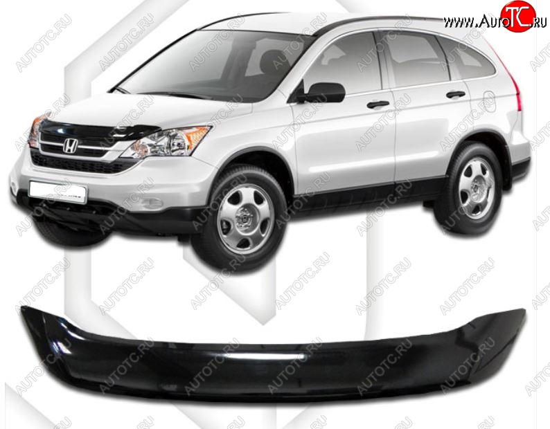 1 999 р. Дефлектор капота CA-Plastic  Honda CR-V  RE1,RE2,RE3,RE4,RE5,RE7 (2009-2012) рестайлинг (Classic черный, Без надписи)  с доставкой в г. Владивосток