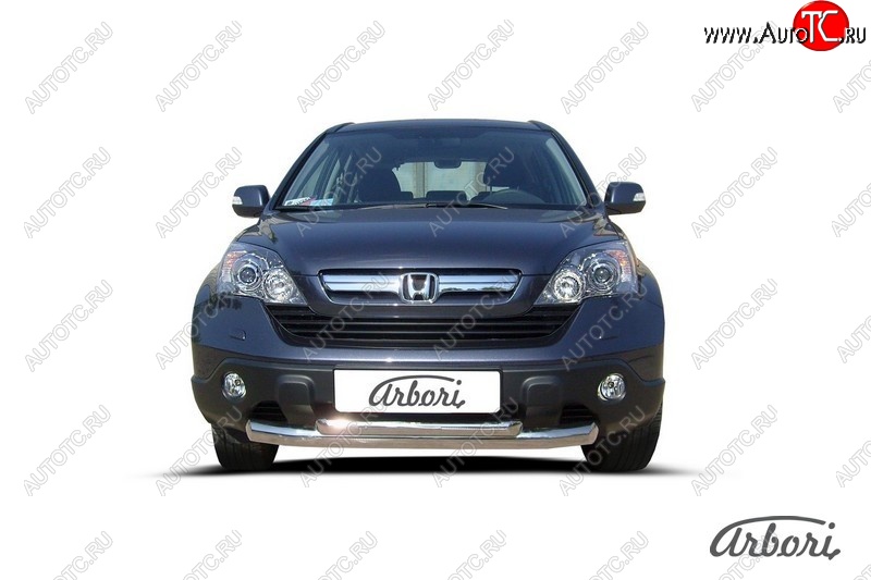 8 369 р. Защита переднего бампера Arbori (2 трубы d76 и 57 mm) Honda CR-V RE1,RE2,RE3,RE4,RE5,RE7 рестайлинг (2009-2012) (черная)  с доставкой в г. Владивосток