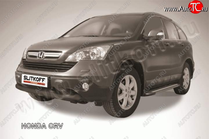 10 499 р. Защита переднего бампера из трубы d76 Slitkoff (дуга) Honda CR-V RE1,RE2,RE3,RE4,RE5,RE7 рестайлинг (2009-2012) (Цвет: серебристый)  с доставкой в г. Владивосток