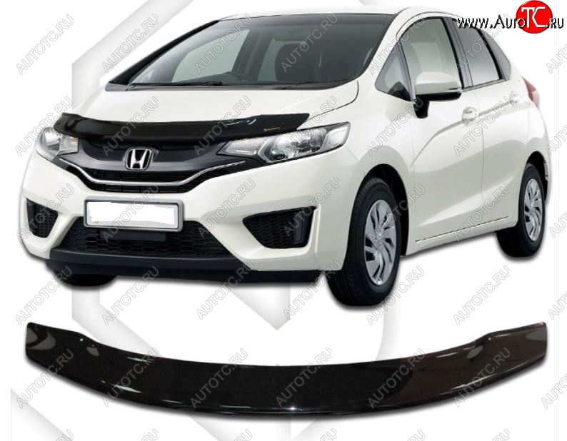 1 999 р. Дефлектор капота CA-Plastiс  Honda Fit ( GP,GK,  3,  3 GP,GK) (2013-2020)  дорестайлинг, GP,GK 1-ый рестайлинг, 2-ой рестайлинг (Classic черный, Без надписи)  с доставкой в г. Владивосток