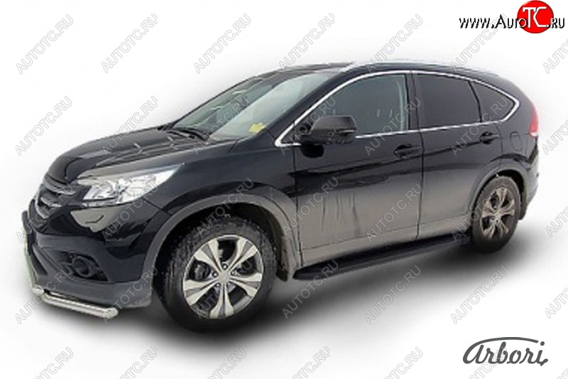 11 609 р. Порожки для ног Arbori Optima Black Honda CR-V RM1,RM3,RM4 рестайлинг (2014-2018)  с доставкой в г. Владивосток