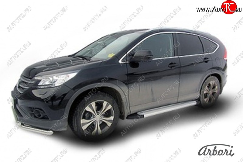 10 979 р. Порожки для ног Arbori Optima Silver Honda CR-V RM1,RM3,RM4 рестайлинг (2014-2018)  с доставкой в г. Владивосток