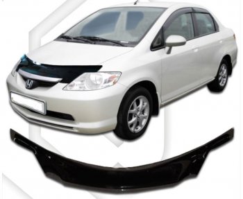 2 199 р. Дефлектор капота (D-6;7;8;9) CA-Plastiс exclusive  Honda Fit Aria  GD (2002-2005) дорестайлинг седан (Classic черный, Без надписи)  с доставкой в г. Владивосток. Увеличить фотографию 1