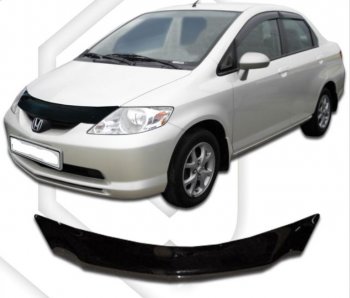 1 799 р. Дефлектор капота (D-6;7;8;9) CA-Plastic  Honda Fit Aria  GD (2002-2005) дорестайлинг седан (Classic черный, Без надписи)  с доставкой в г. Владивосток. Увеличить фотографию 1