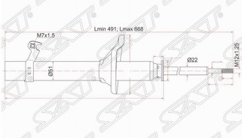 Левый амортизатор передний SAT Honda (Хонда) HR-V (ХР-В) ( GH1,GH2,  GH3, GH4,  GH1, GH2) (1998-2005) GH1,GH2, GH3, GH4, GH1, GH2 дорестайлинг 3 дв., дорестайлинг 5 дв., рестайлинг 3 дв., рестайлинг 5 дв.