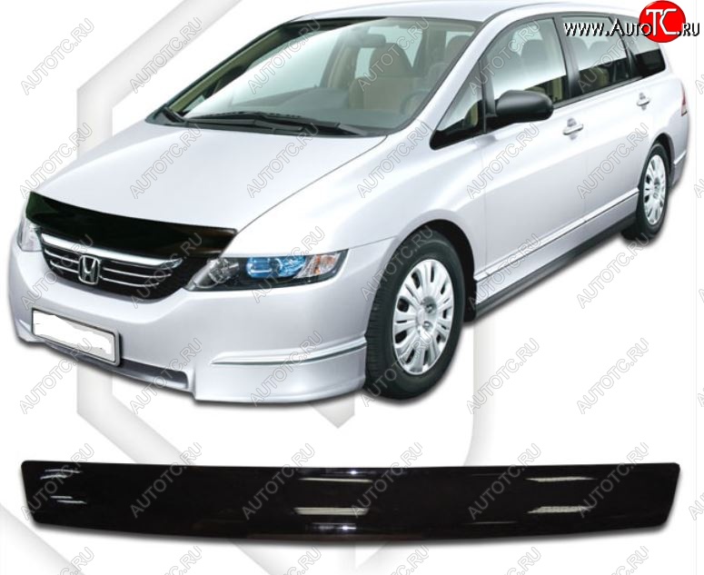 1 799 р. Дефлектор капота (RB1, RB2) CA-Plastic  Honda Odyssey  3 (2004-2008) (Classic черный, Без надписи)  с доставкой в г. Владивосток