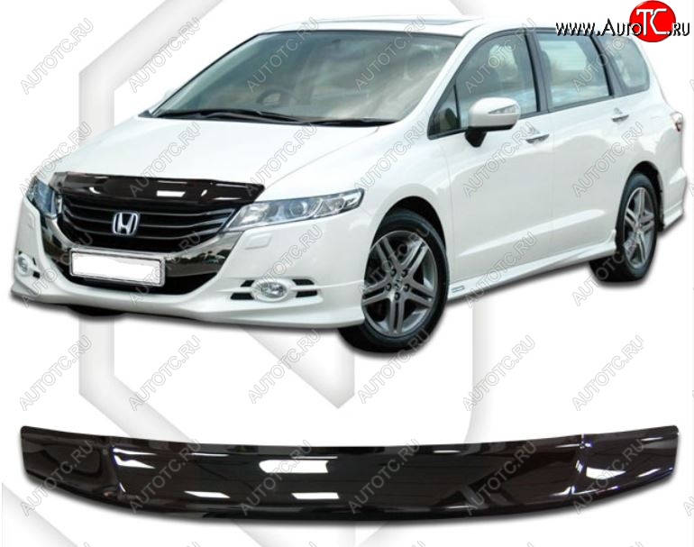 1 899 р. Дефлектор капота (RB3/RB4) CA-Plastiс  Honda Odyssey  4 (2008-2013) (Classic черный, Без надписи)  с доставкой в г. Владивосток