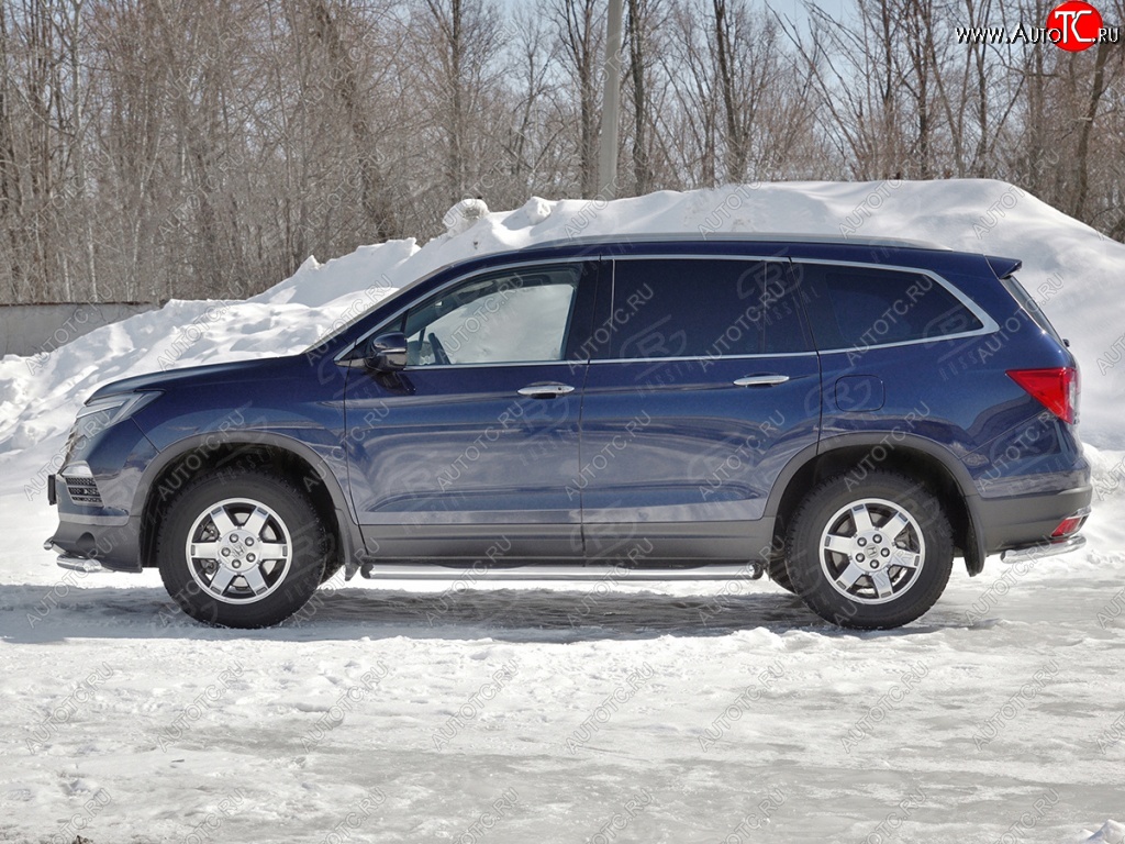 26 999 р. Пороги труба d76 с накладкой SLITKOFF (вариант №1)  Honda Pilot  YF6 (2016-2019) дорестайлинг  с доставкой в г. Владивосток