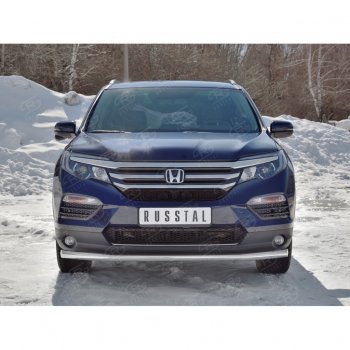 19 499 р. Защита переднего бампера (Ø63 мм, нержавейка) SLITKOFF  Honda Pilot  YF6 (2016-2019) дорестайлинг  с доставкой в г. Владивосток. Увеличить фотографию 3