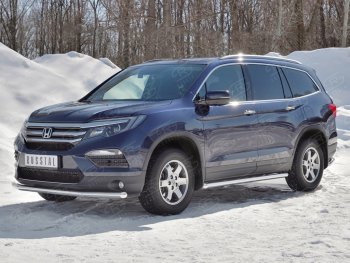 19 499 р. Защита переднего бампера (Ø63 мм, нержавейка) SLITKOFF  Honda Pilot  YF6 (2016-2019) дорестайлинг  с доставкой в г. Владивосток. Увеличить фотографию 1