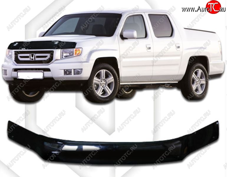 2 079 р. Дефлектор капота CA-Plastic  Honda Ridgeline  YK1 (2005-2008) дорестайлинг (Classic черный, Без надписи)  с доставкой в г. Владивосток