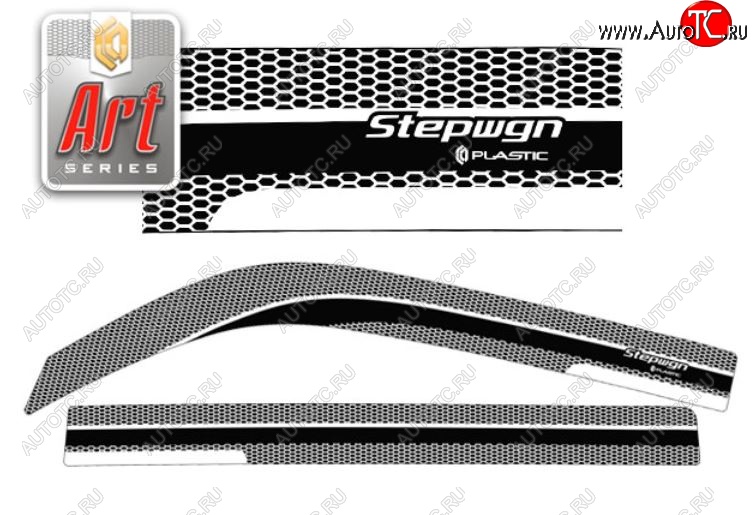 2 289 р. Дефлектора окон  StepWagon (2003-2005) RF3-RF8 CA-Plastiс  Honda StepWagon  RF3,RF4 (2003-2005) минивэн рестайлинг (Серия Art черная, Без хром.молдинга)  с доставкой в г. Владивосток