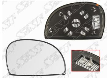 Правое полотно зеркала SAT (сферическое с обогревом) Hyundai Accent  2 LC (1999-2012) седан дорестайлинг (ТагАЗ)