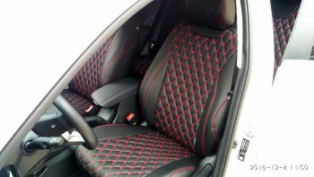 13 749 р. Чехлы для сидений Lord Autofashion Байрон (экокожа)  Hyundai Accent  седан ТагАЗ (2001-2012) (Чёрный, вставка чёрная, строчка красная)  с доставкой в г. Владивосток. Увеличить фотографию 3