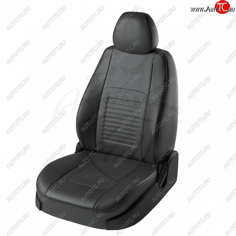 9 449 р. Чехлы для сидений Lord Autofashion Турин (экокожа) Hyundai Accent седан ТагАЗ (2001-2012) (Чёрный, вставка чёрная)  с доставкой в г. Владивосток