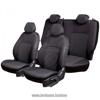 4 249 р. Чехлы для сидений Lord Autofashion Дублин (жаккард) Hyundai Accent седан ТагАЗ (2001-2012) (Черный, вставка Ёж Белый)  с доставкой в г. Владивосток. Увеличить фотографию 2