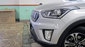 8 099 р. Решётка радиатора Next Hyundai Creta GS рестайлинг (2019-2021) (цвет: Чёрный матовый с серебристым выделением ноздрей)  с доставкой в г. Владивосток. Увеличить фотографию 2