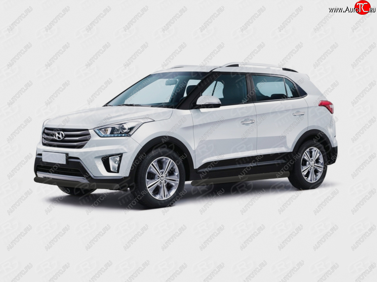 10 999 р. Защита переднего бампера (Ø63 мм, окрашенная) SLITKOFF Hyundai Creta GS рестайлинг (2019-2021) (цвет черный муар)  с доставкой в г. Владивосток