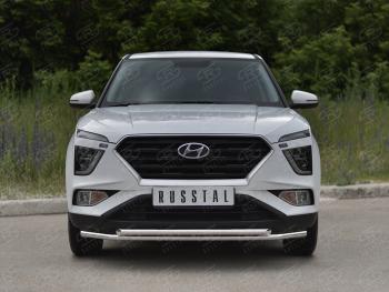 14 999 р. Защита переднего бампера (2 трубы Ø42 мм, нержавейка) SLITKOFF  Hyundai Creta  SU (2020-2022)  с доставкой в г. Владивосток. Увеличить фотографию 1