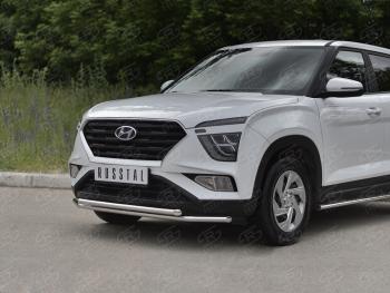 14 999 р. Защита переднего бампера (2 трубы Ø42 мм, нержавейка) SLITKOFF  Hyundai Creta  SU (2020-2022)  с доставкой в г. Владивосток. Увеличить фотографию 2