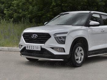 13 399 р. Защита переднего бампера (Ø42 мм, нержавейка) SLITKOFF  Hyundai Creta  SU (2020-2022)  с доставкой в г. Владивосток. Увеличить фотографию 2