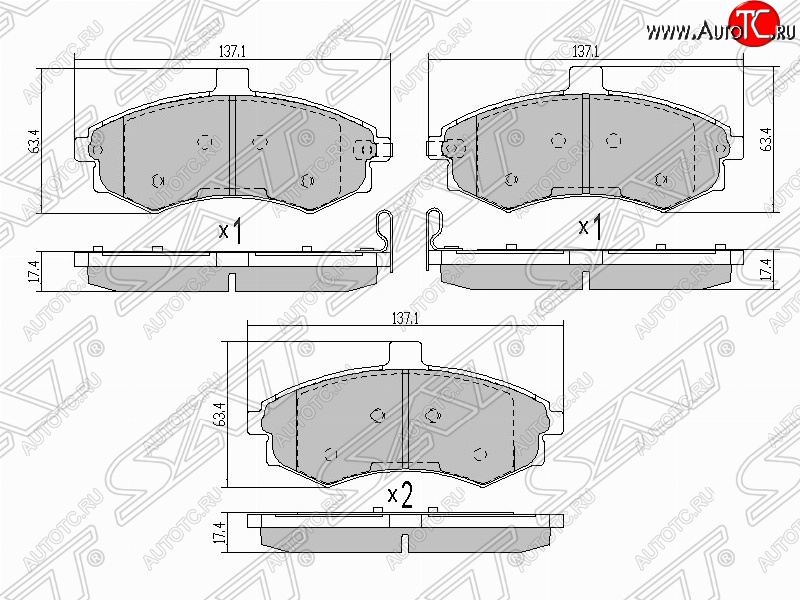 1 059 р. Колодки тормозные SAT (передние) Hyundai Elantra XD седан дорестайлинг (2000-2003)  с доставкой в г. Владивосток