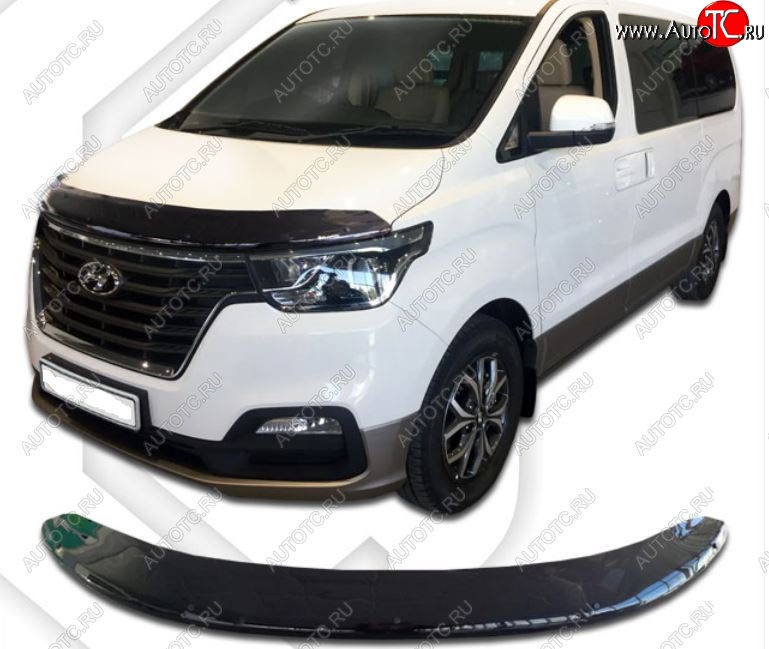 2 899 р. Дефлектор капота CA-Plastic exclusive  Hyundai Starex/Grand Starex/H1  TQ (2017-2022) 2-ой рестайлинг (Classic черный, Без надписи)  с доставкой в г. Владивосток