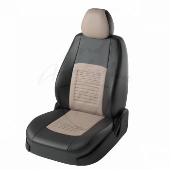 9 449 р. Чехлы для сидений Lord Autofashion Турин (экокожа)  Hyundai I30 ( 2 GD,  3 PD) (2011-2020) дорестайлинг универсал, дорестайлинг, хэтчбэк 5 дв., рестайлинг универсал, рестайлинг, хэтчбэк 5 дв., хэтчбэк (Черный, вставка бежевая)  с доставкой в г. Владивосток. Увеличить фотографию 2