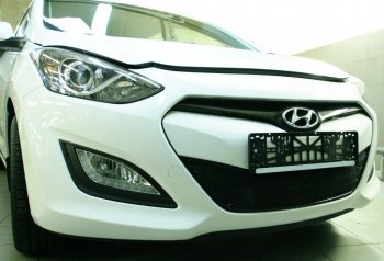 1 599 р. Сетка в воздухозаборник бампера Arbori (15 мм) Hyundai I30 2 GD дорестайлинг, хэтчбэк 5 дв. (2011-2015) (Черная)  с доставкой в г. Владивосток. Увеличить фотографию 2