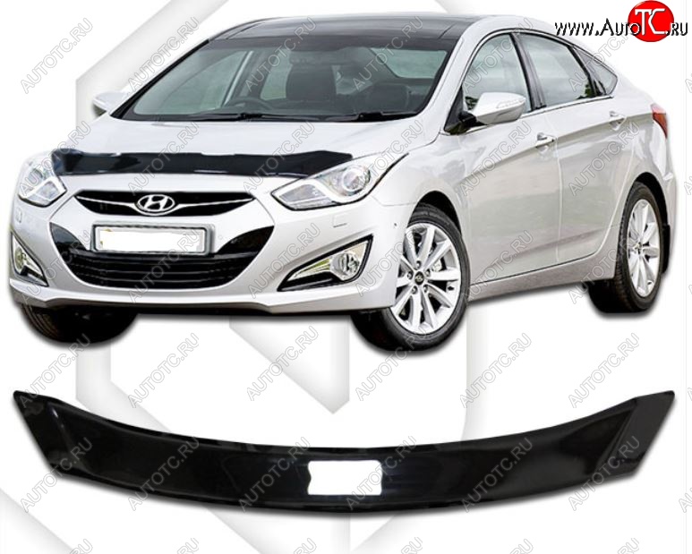 1 999 р. Дефлектор капота CA-Plastic  Hyundai I40  1 VF (2011-2019) дорестайлинг седан, дорестайлинг универсал, рестайлинг седан, рестайлинг универсал (Classic черный, Без надписи)  с доставкой в г. Владивосток